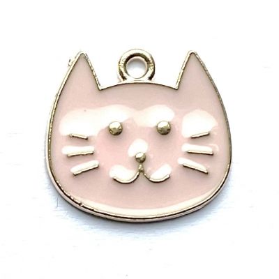 MB094 Pink Enamel Cat Face Bead