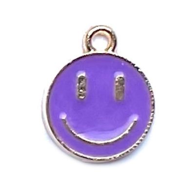 MB123 Purple 14mm Smiley Face Charm