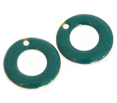 MB436 15mm Teal Double-Sided Enamelled Brass Circle Link