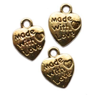 MB915 Gold Made with Love Heart Charm