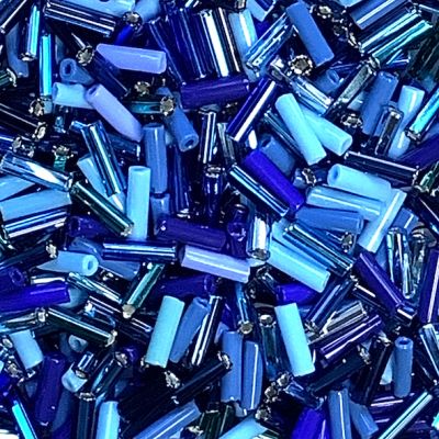 MX046 Blue & Turquoise Bugle Bead Mix