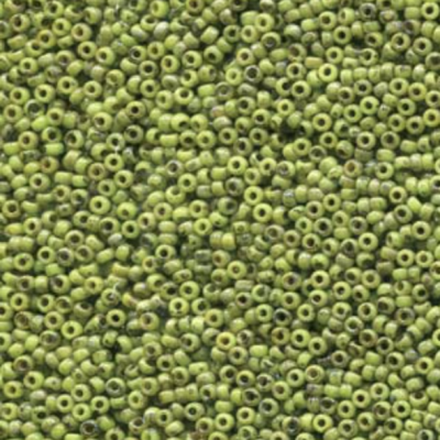 RC11-4515 Chartreuse Picasso Size 11 Seed Beads