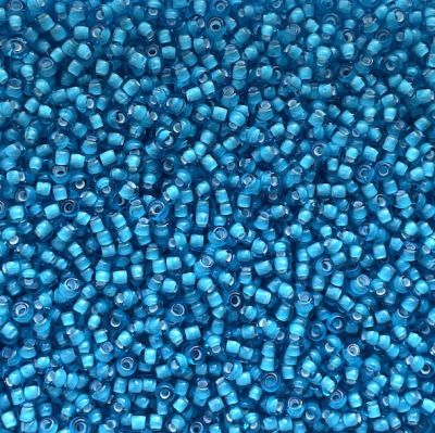 RC1501 White Lined Turquoise size 10 seed bead