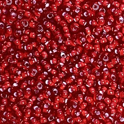 RC170 Red w White Lining size 8 seed bead
