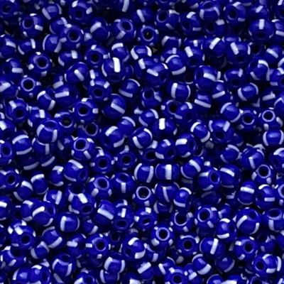 RC456 Chalk Blue w White Stripe Size 8 Seed Beads