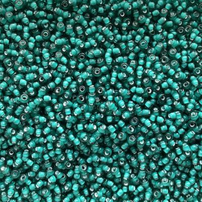 RC511 Teal w White Lining size 10 seed bead