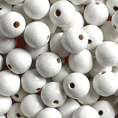 WD1202 12mm White Wooden Beads
