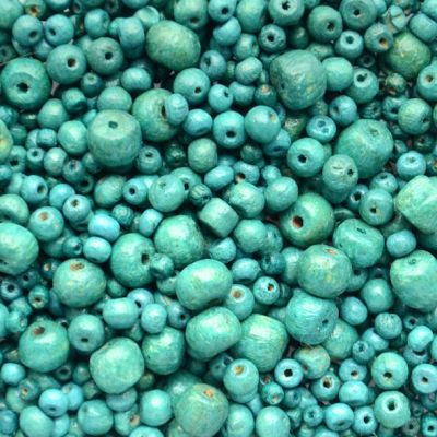 WD450 Asst Teal & Turquoise Wooden Beads
