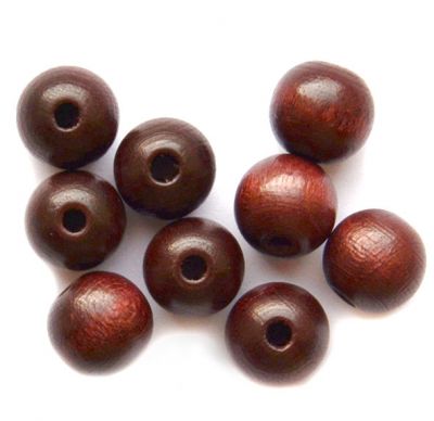 WD834 10mm Dark Brown Wood Bead