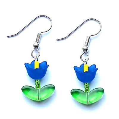 Simple Tulip Earrings - Blue