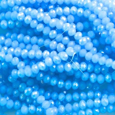 CC1265 4x6mm Faceted Turquoise Pearl Lustre Rondelle