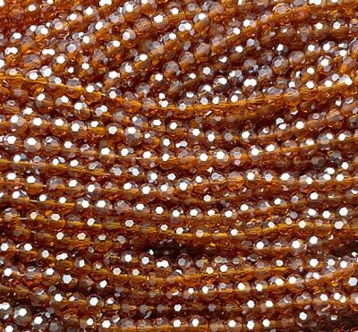 CCR436 4mm Toffee Brown Cut Crystal Round