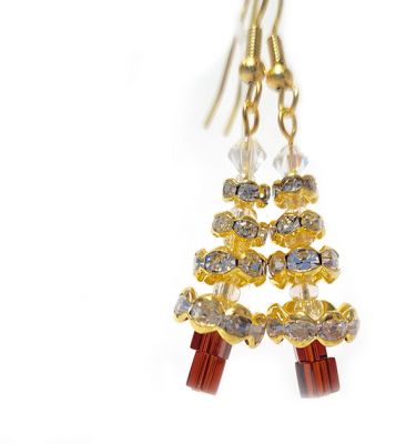 Diamante Tree Earrings - Gold Clear
