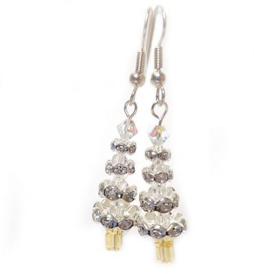 Diamante Tree Earrings - Silver Clear