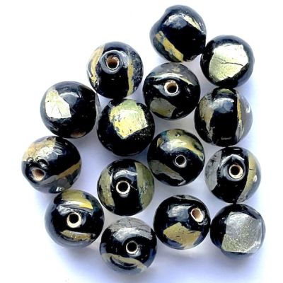 Dip645 13mm Black with Silver Window Bead