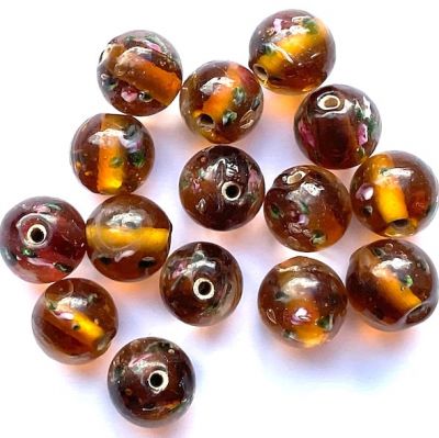 Dip652 13mm Topaz Beads with Rose Inner Decoration