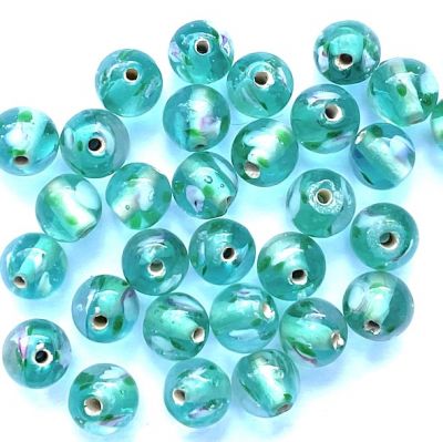 Dip657 9mm Teal and White Beads
