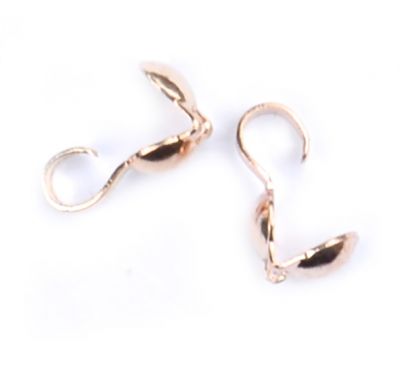 FN061 Pair of Rose Gold Calotte Crimps with Hook