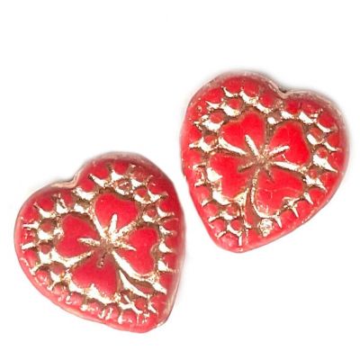 GL0642 16x15mm Red/Rose Gold Embossed Heart