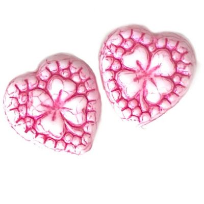 GL0644 16x15mm Pink/Rose Pink Embossed Heart