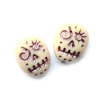 GL1664 20x16mm Stone with Pink Day of the Dead Skull Beads