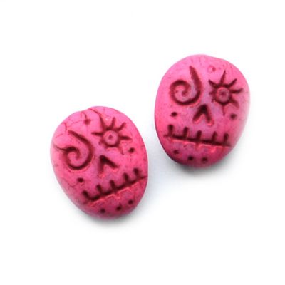 GL1665 20x16mm Bright Pink Day of the Dead Skull Beads