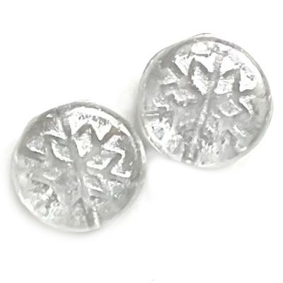 GL2510 11mm Silver on Crystal Embossed Snowflake Bead