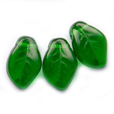 GL6058 14x9mm Emerald Lustred CH Leaf