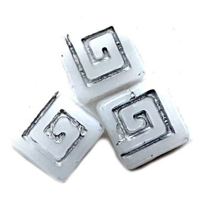GL6350 Pale Grey 9mm Greek Key Pattern Tile Bead