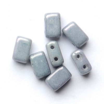 GL6381 6x4mm Lustre Pale Blue/Grey 2 Hole Brick Bead