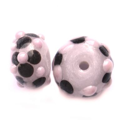 GL6502 Pink and Black Dotty Beads
