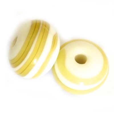 GL6591 Yellow on White Banded Beads