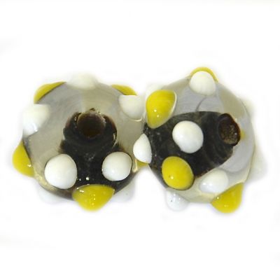 GL6617 Yellow Black and White Dotty Bead