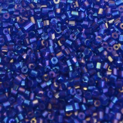 HEX437 Trans Mid Blue AB Size 10 Hex Bead