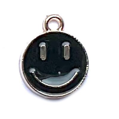MB121 Black 14mm Smiley Face Charm