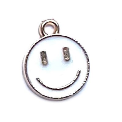 MB122 White 14mm Smiley Face Charm