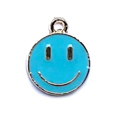 MB124 Turquoise 14mm Smiley Face Charm
