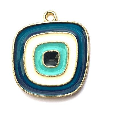 MB306 22mm Blue and Turquoise Deco Enamel Pendant