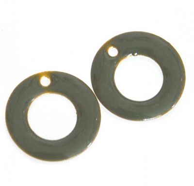 MB434 15mm Grey Double-Sided Enamelled Brass Circle Link