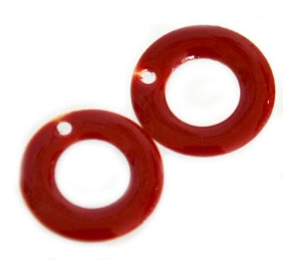 MB438 15mm Red Double-Sided Enamelled Brass Circle Link