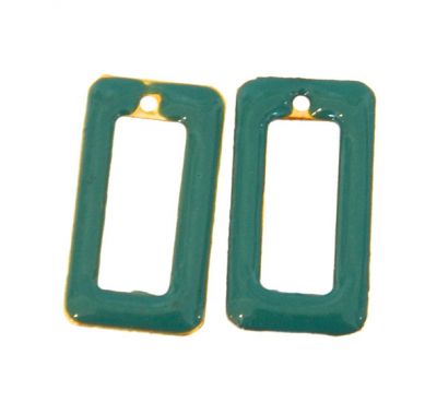 MB446 11x20mm Teal Double-Sided Enamelled Brass Rectangle Link