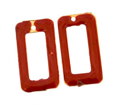 MB448 11x20mm Red Double-Sided Enamelled Brass Rectangle Link