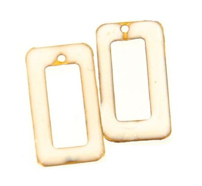 MB449 11x20mm White Double-Sided Enamelled Brass Rectangle Link