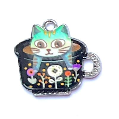 MB572 Kitty in Teacup Charm