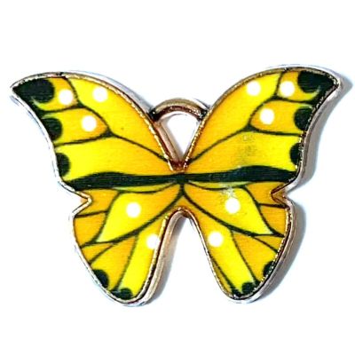 MB991 Amber 16x22mm Enamel Butterfly Pendant