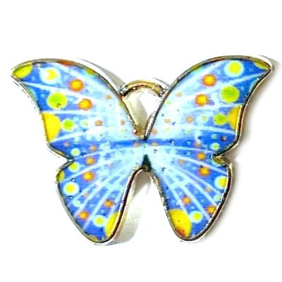 MB996 Blue Rainbow 16x22mm Enamel Butterfly Pendant