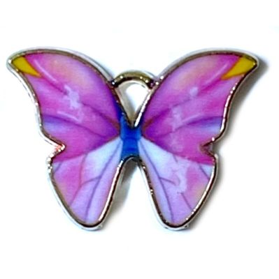 MB998 Pink Blush 16x22mm Enamel Butterfly Pendant