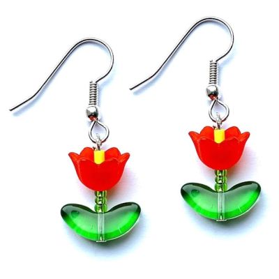 Simple Tulip Earrings - Orange
