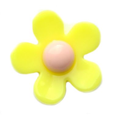 PB179 22mm Acrylic Yellow and Pink Flower Bead