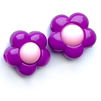 PB204 16mm Purple Acrylic Flower Bead